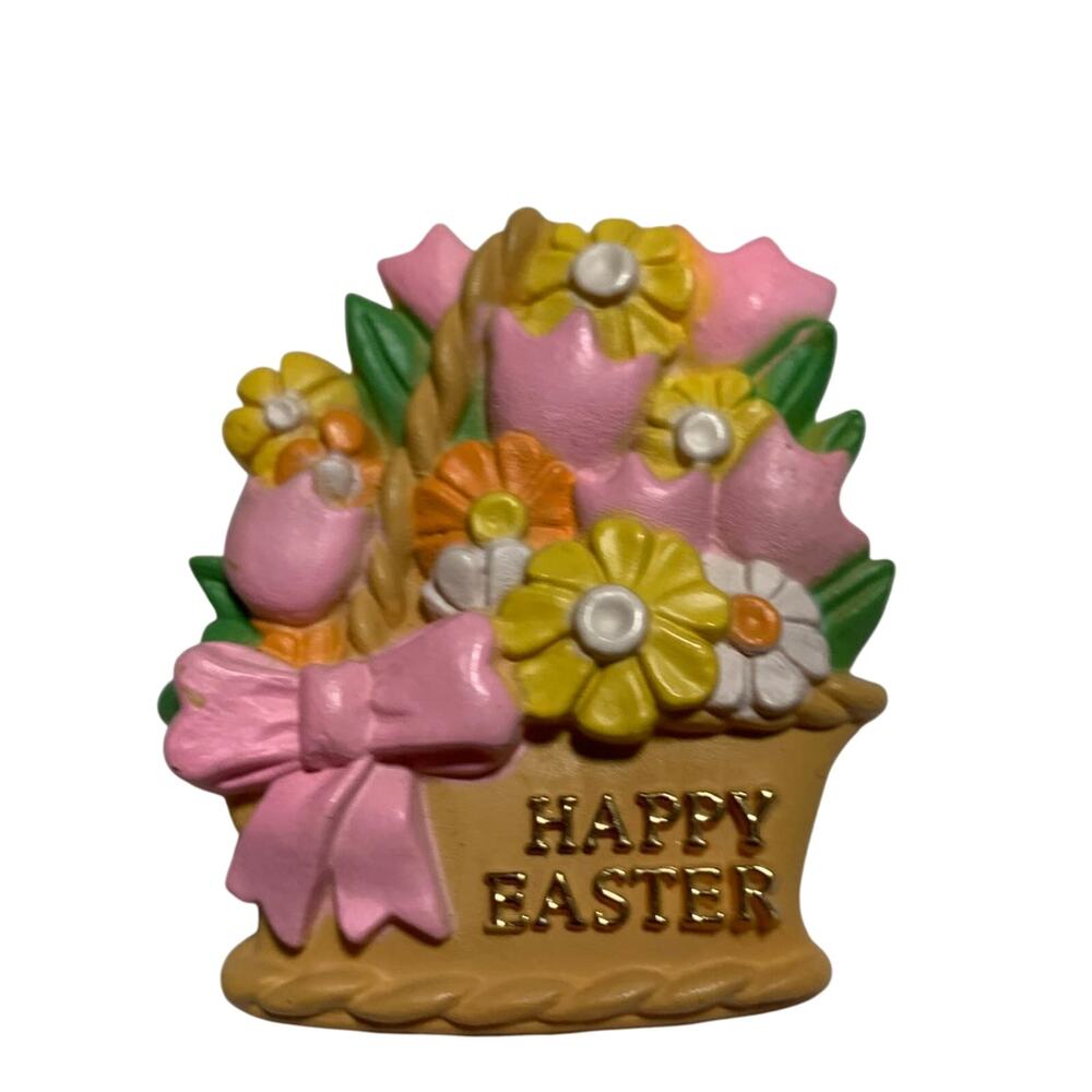 Happy Easter Basket w/ Flowers Brooch